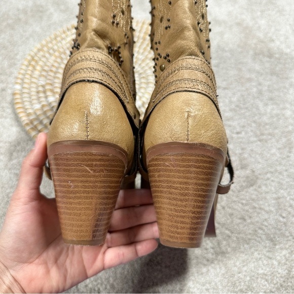 Dingo Addie Women’s Harness Boots Mid-Calf Rhinestone Western Rodeo Cowgirl Tan - Picture 7 of 16